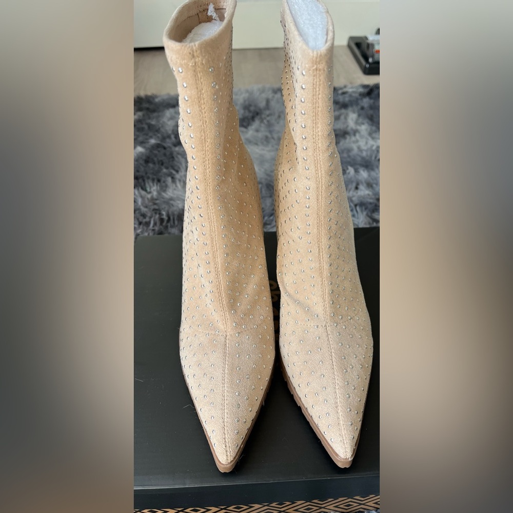 Charles By Charles David Tan/Nude Studded Heeled Boots